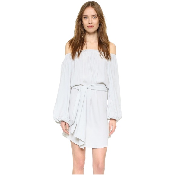 MLM Moss Green Dash Off Shoulder Long Sleeve Tie Waist Dress XS - Picture 3 of 12